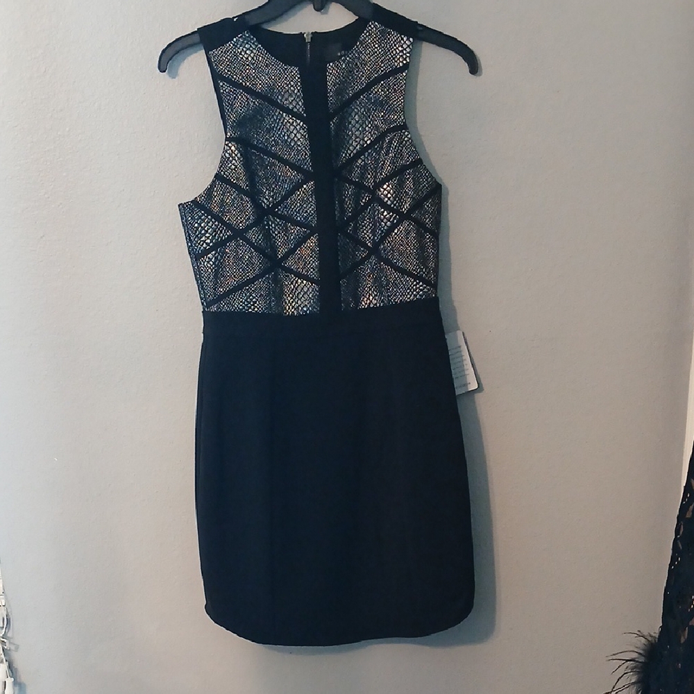 Adelyn Rae Black and Silver Mini Dress